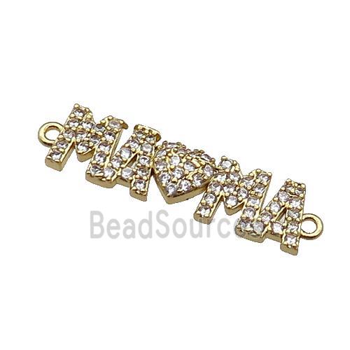 copper MaMa connector pave zircon, gold plated