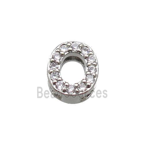 copper Number-0 Beads pave zircon, platinum plated