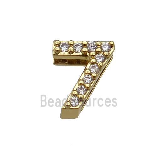 copper Number-7 Beads pave zircon, gold plated