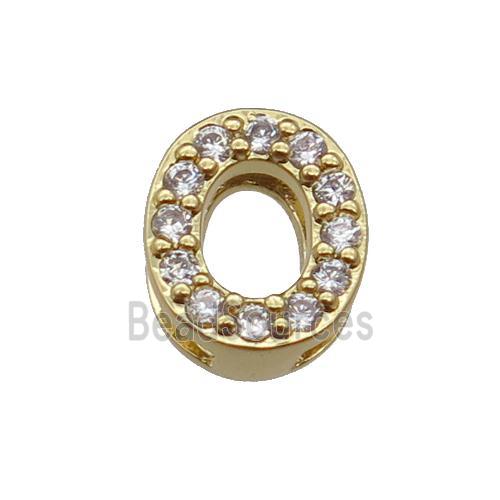 copper Number-0 Beads pave zircon, gold plated