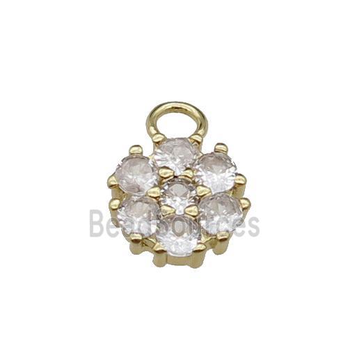 copper flower pendant pave zircon, gold plated