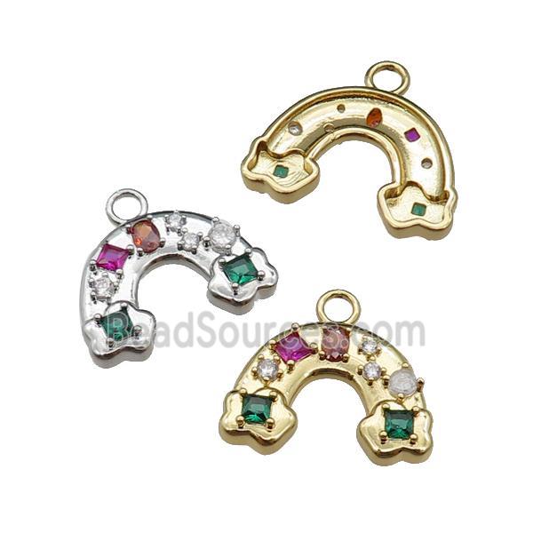 copper rainbow pendant pave zircon, mixed