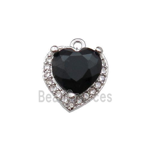 copper Heart pendant pave zircon, black, platinum plated