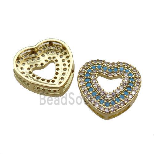 copper Heart pendant pave zircon, gold plated