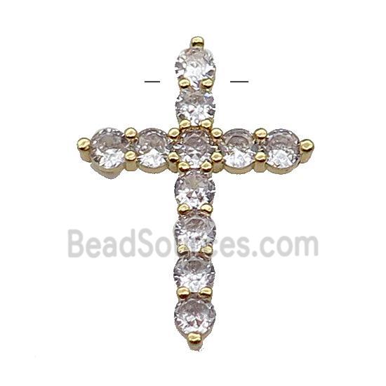 copper Cross pendant pave zircon, gold plated