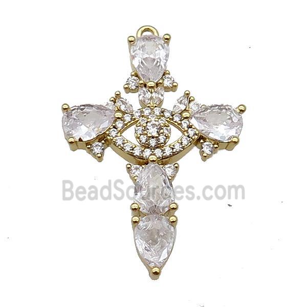 copper Cross pendant pave zircon, gold plated