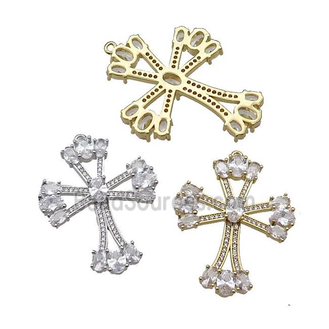 copper Cross pendant pave zircon, mixed