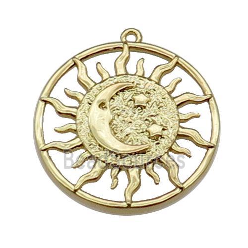 copper Sun moon pendant, gold plated