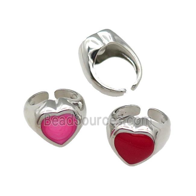 mix copper Heart Ring enamel platinum plated