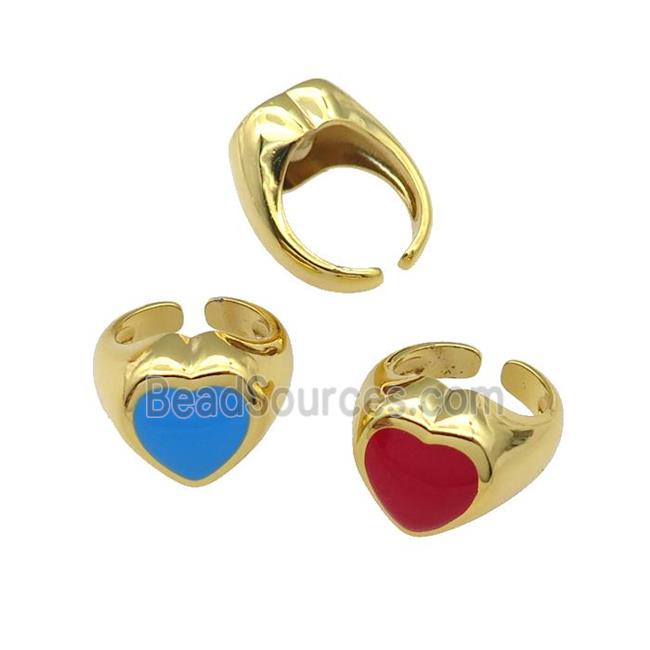 mix copper Heart Ring enamel gold plated