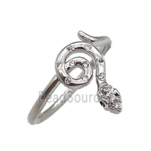 copper Snake Ring pave zircon platinum plated