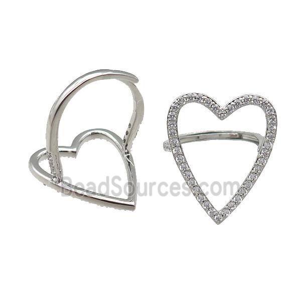 copper Heart Ring pave zircon adjustable platinum plated