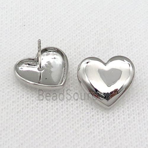 copper heart Stud Earring platinum plated