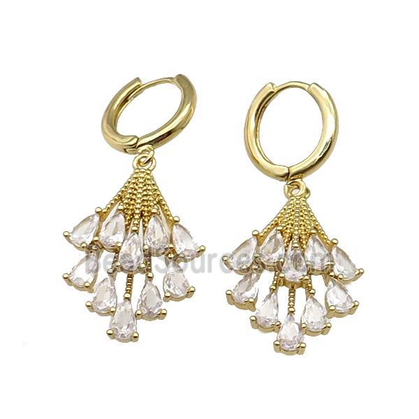 copper Hoop Earring pave zircon peacocktail gold plated