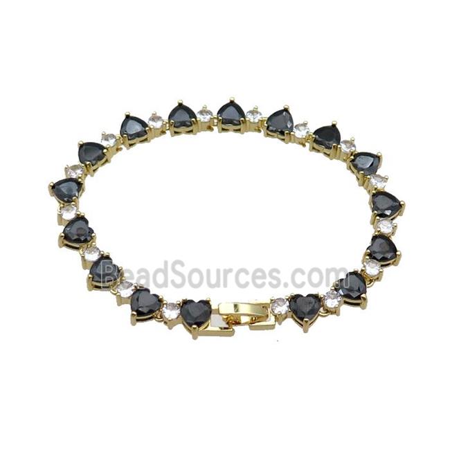 copper Bracelet pave zircon, gold plated