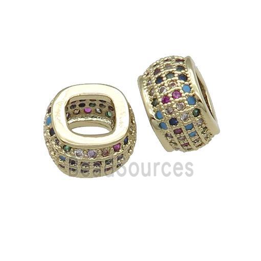 copper rondelle Beads pave zircon, gold plated