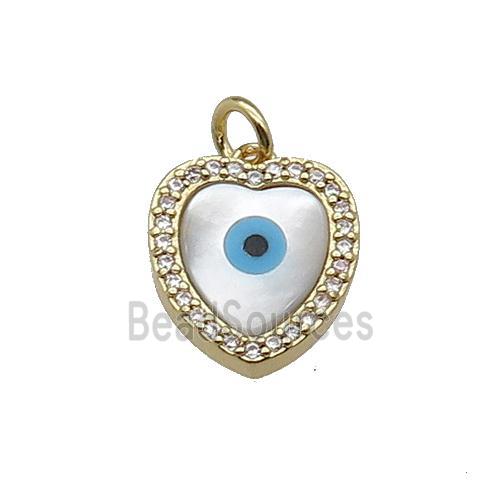 copper heart pendant pave zircon Evil Eye gold plated