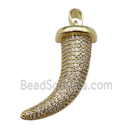 copper Horn pendant pave zircon gold plated