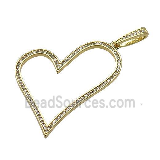 copper Heart pendant pave zircon gold plated