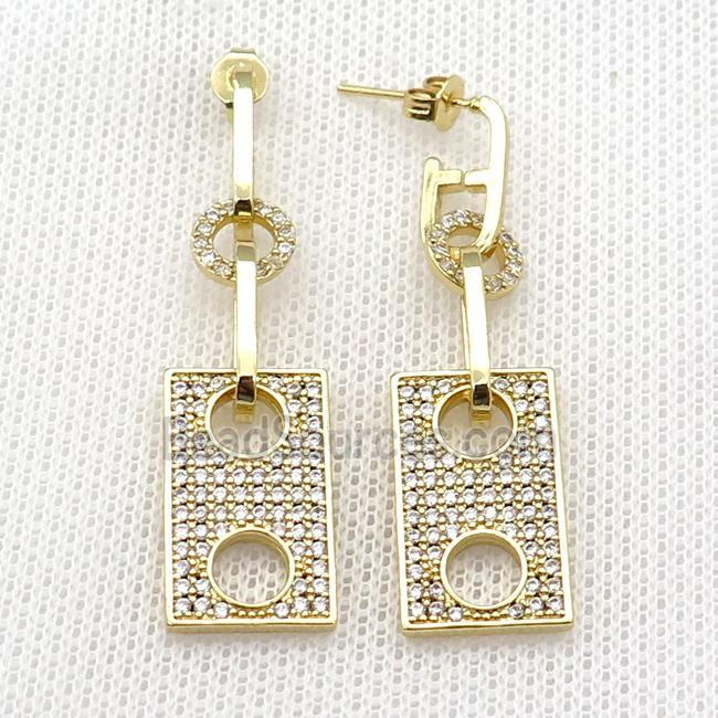 copper Stud Earring pave zircon eye gold plated