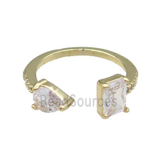 copper Ring pave zircon gold plated