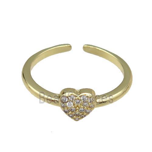 copper Ring pave zircon Heart gold plated