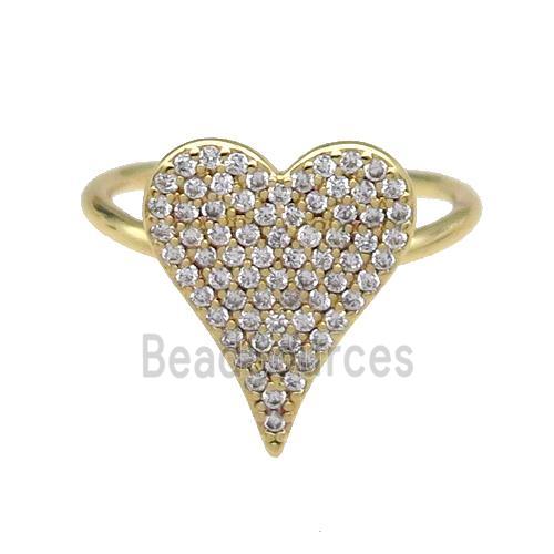 copper Ring pave zircon Heart gold plated