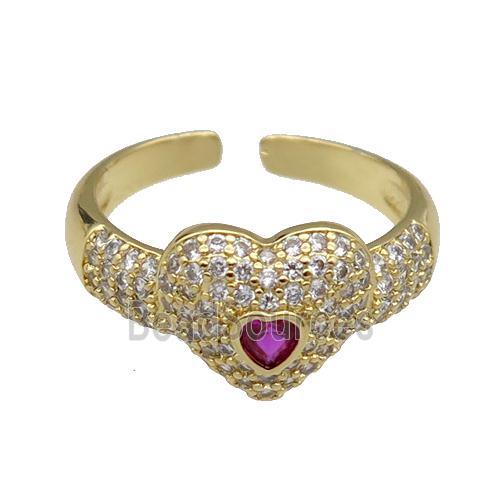 copper Ring pave zircon Heart gold plated