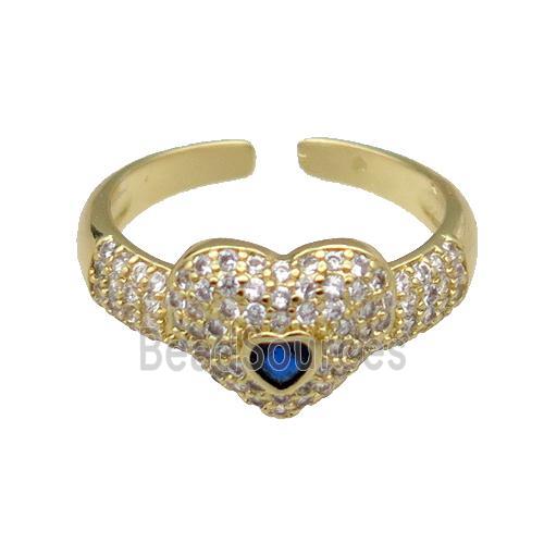 copper Ring pave zircon Heart gold plated