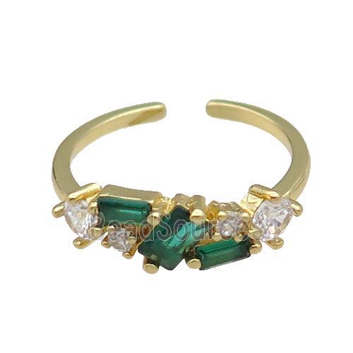 copper Ring pave green zircon gold plated