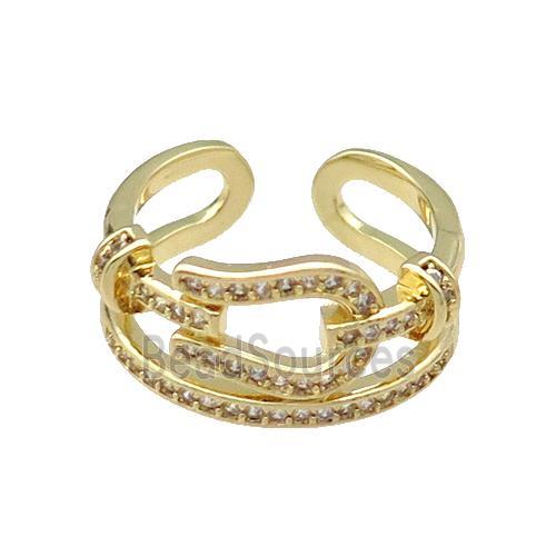 copper Ring pave zircon gold plated