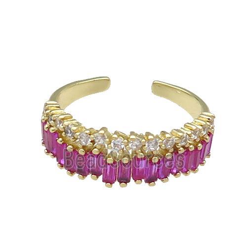 copper Ring pave hotpink zircon gold plated