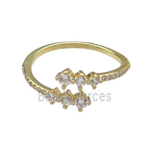 copper Ring pave zircon gold plated