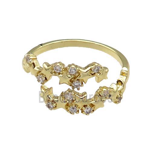 copper Ring pave zircon gold plated