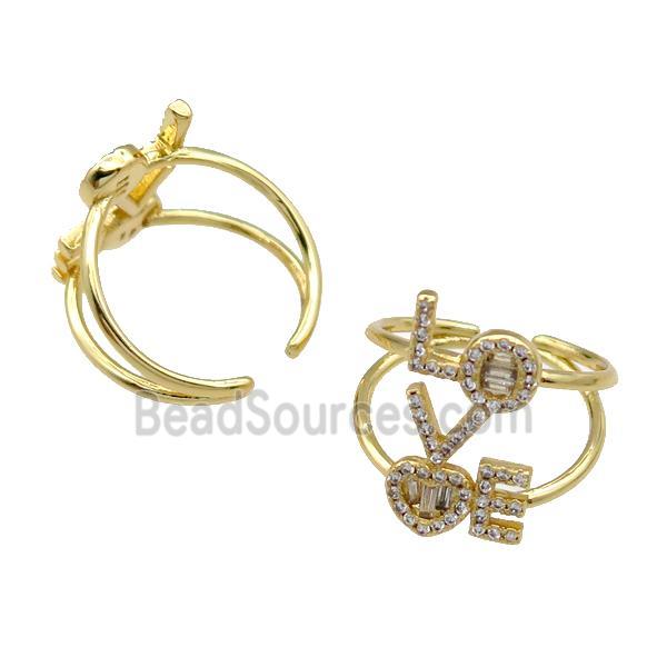 copper Ring pave zircon LOVE gold plated