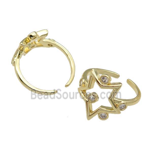 copper Ring pave zircon Star gold plated