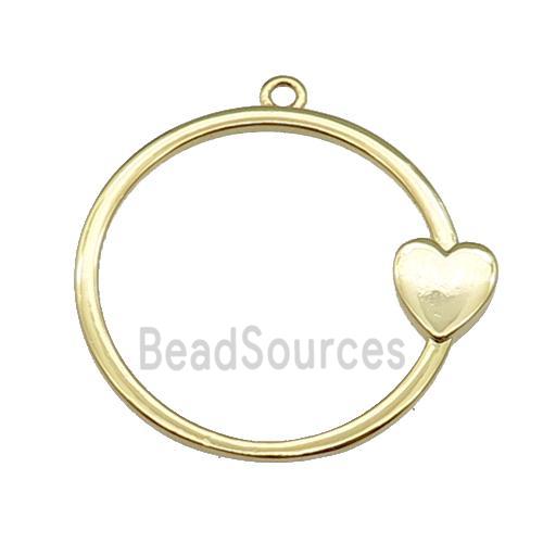 copper circle pendant heart gold plated