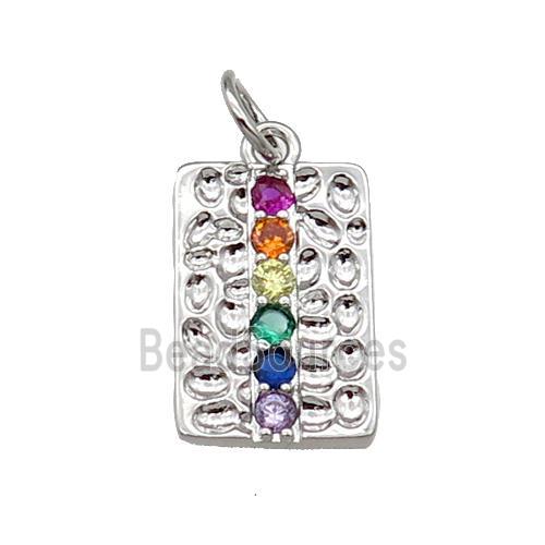 copper Rectangle pendant pave zircon platinum plated