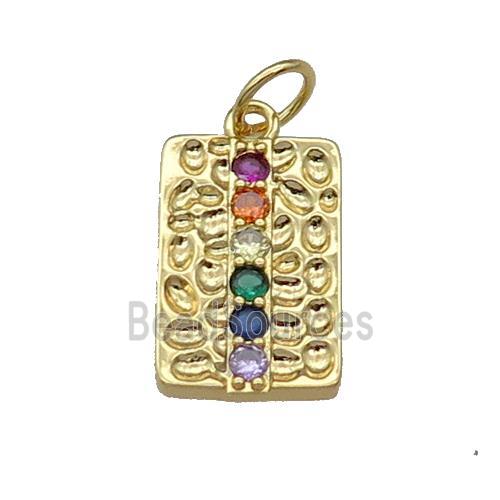 copper Rectangle pendant pave zircon gold plated