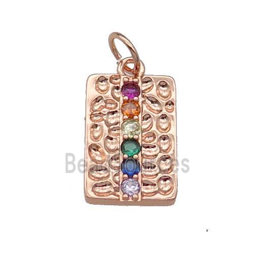 copper Rectangle pendant pave zircon rose gold