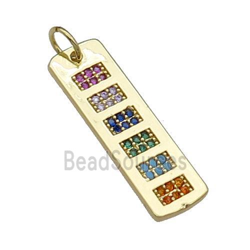 copper Rectangle pendant pave zircon gold plated