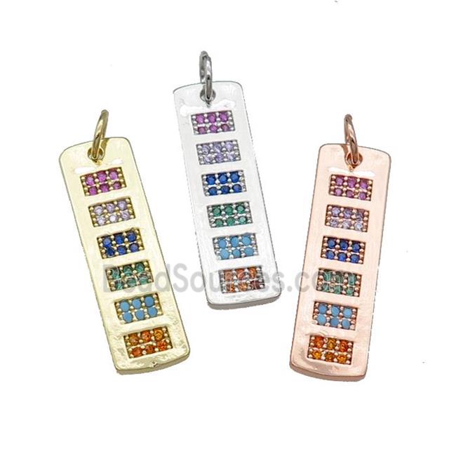 mix copper Rectangle pendant pave zircon