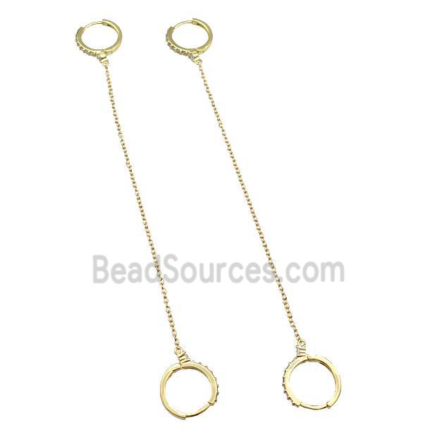 copper Hoop Earring pave zircon wire gold plated