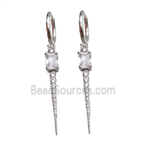 copper Hoop Earring pave zircon platinum plated