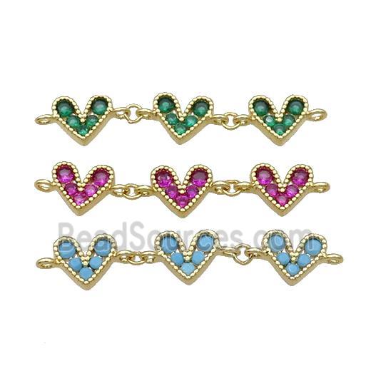 Mix Copper Heart Link Pendant Pave Zircon Gold plated