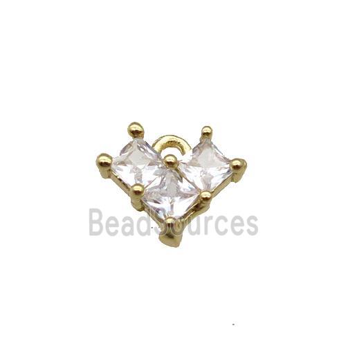 Copper Heart Pendant Pave Zircon Gold Plated