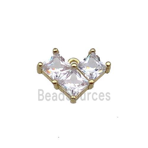 Copper Heart Pendant Pave Zircon Gold Plated