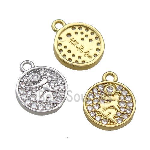 Copper Circle Pendant Pave Zircon Mixed