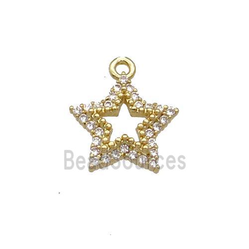 Copper Star Pendant Pave Zircon Gold Plated