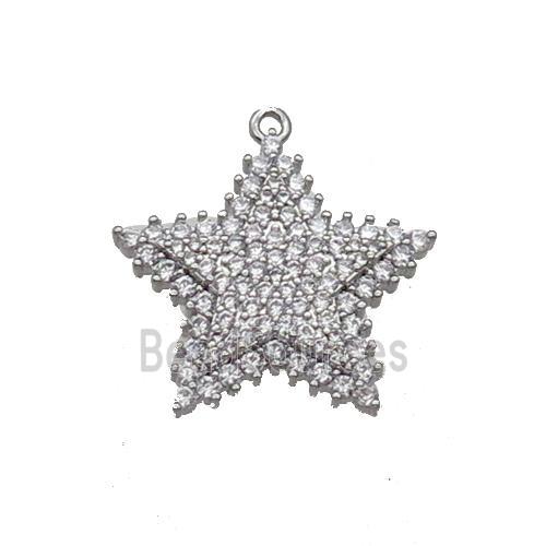 Copper Star Pendant Pave Zircon Platinum Plated